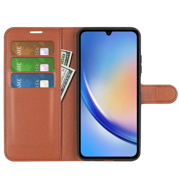 For Samsung Galaxy A35 5G Litchi Texture Wallet Case PU Leather Phone Stand Cover