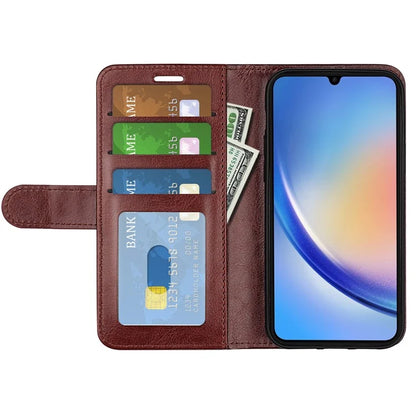 For Samsung Galaxy A35 5G PU Leather Phone Cover Crazy Horse Texture Wallet Card Slots Case