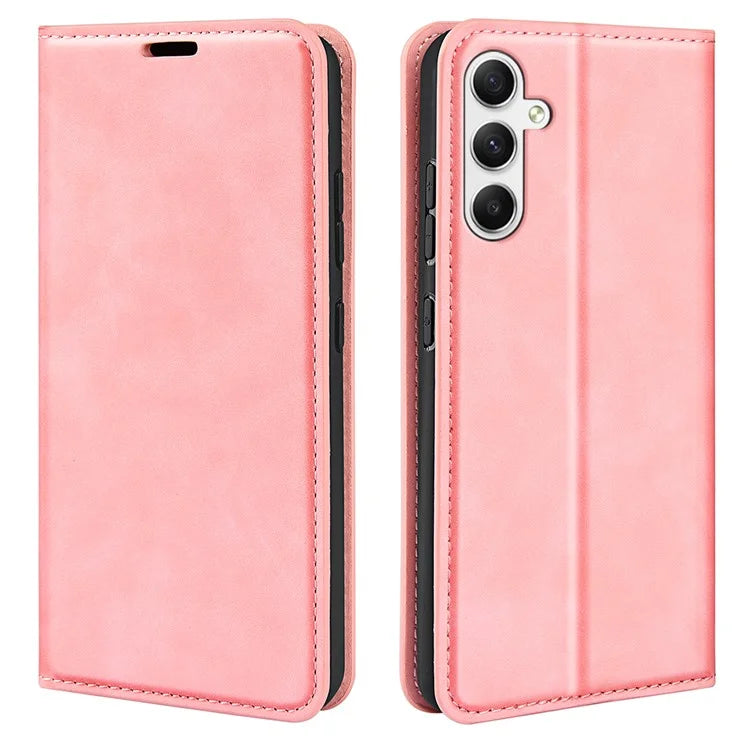 For Samsung Galaxy A35 5G Skin Touch Feeling Case PU Leather Magnetic Auto-absorbed Phone Cover