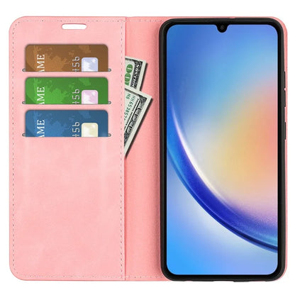 For Samsung Galaxy A35 5G Skin Touch Feeling Case PU Leather Magnetic Auto-absorbed Phone Cover