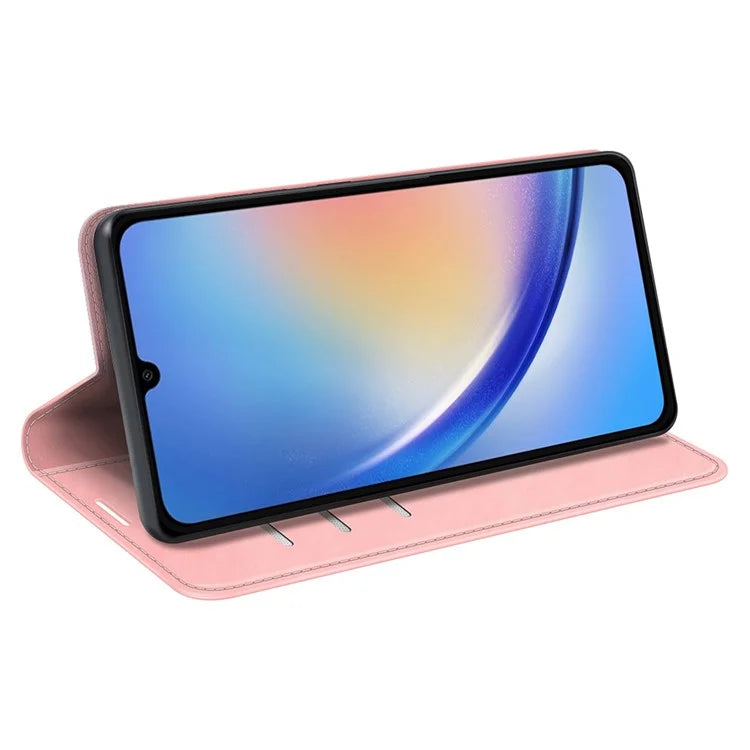 For Samsung Galaxy A35 5G Skin Touch Feeling Case PU Leather Magnetic Auto-absorbed Phone Cover