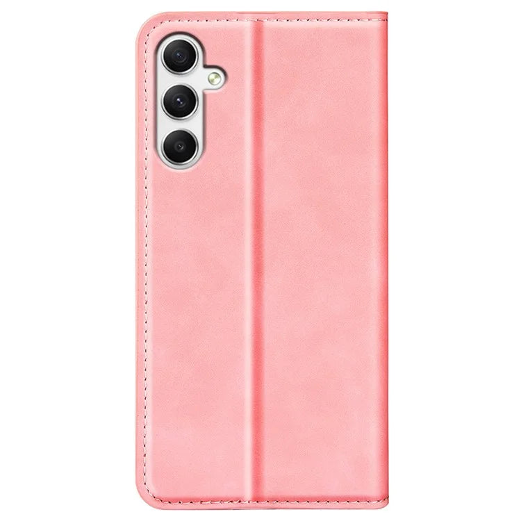 For Samsung Galaxy A35 5G Skin Touch Feeling Case PU Leather Magnetic Auto-absorbed Phone Cover