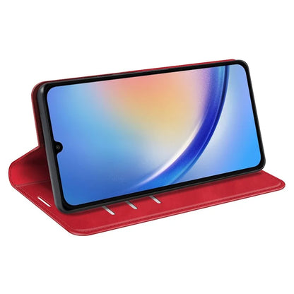 For Samsung Galaxy A35 5G Skin Touch Feeling Case PU Leather Magnetic Auto-absorbed Phone Cover