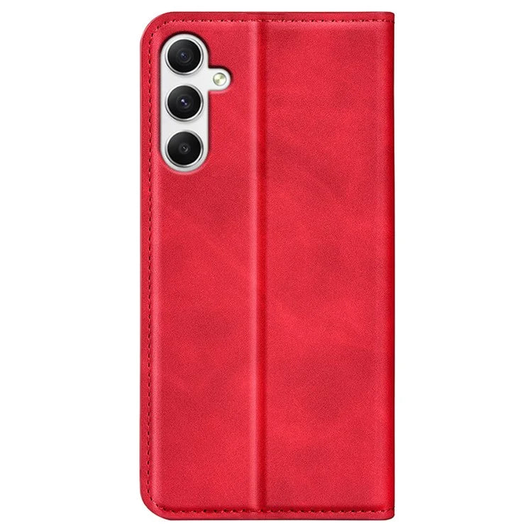 For Samsung Galaxy A35 5G Skin Touch Feeling Case PU Leather Magnetic Auto-absorbed Phone Cover