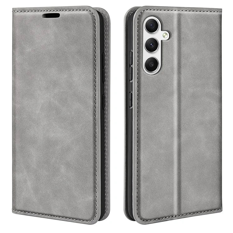 For Samsung Galaxy A35 5G Skin Touch Feeling Case PU Leather Magnetic Auto-absorbed Phone Cover