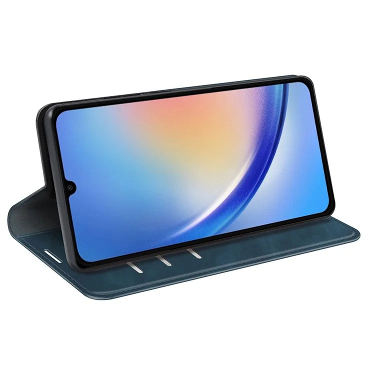 For Samsung Galaxy A35 5G Skin Touch Feeling Case PU Leather Magnetic Auto-absorbed Phone Cover