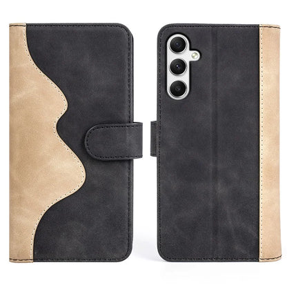 For Samsung Galaxy A35 5G PU Leather Case Color Splicing Shockproof Card Slots Phone Cover
