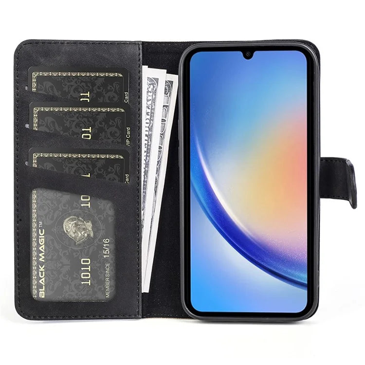 For Samsung Galaxy A35 5G PU Leather Case Color Splicing Shockproof Card Slots Phone Cover