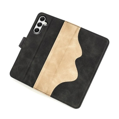 For Samsung Galaxy A35 5G PU Leather Case Color Splicing Shockproof Card Slots Phone Cover
