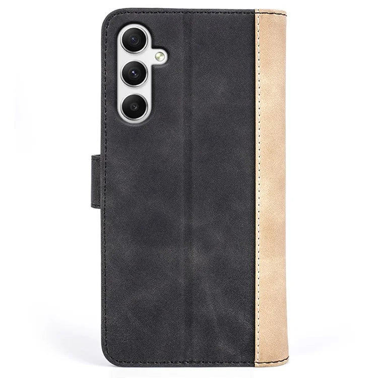 For Samsung Galaxy A35 5G PU Leather Case Color Splicing Shockproof Card Slots Phone Cover