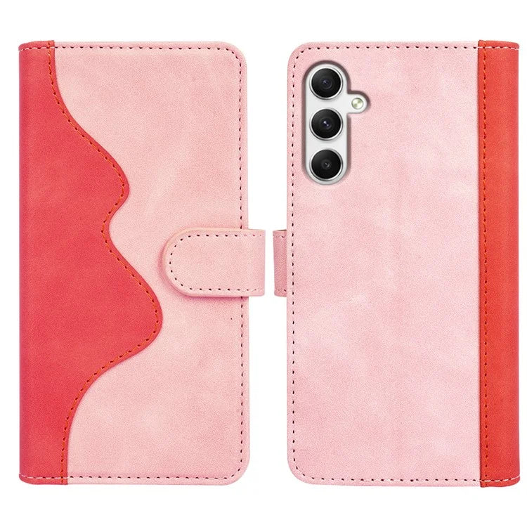 For Samsung Galaxy A35 5G PU Leather Case Color Splicing Shockproof Card Slots Phone Cover