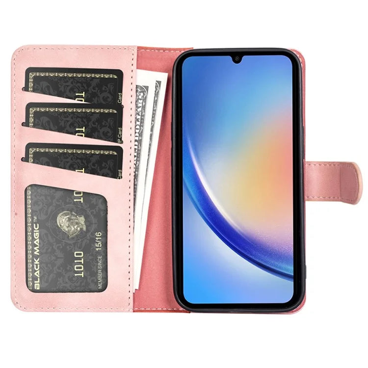 For Samsung Galaxy A35 5G PU Leather Case Color Splicing Shockproof Card Slots Phone Cover