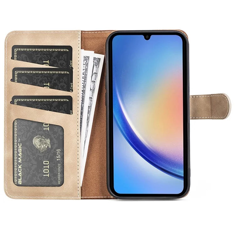 For Samsung Galaxy A35 5G PU Leather Case Color Splicing Shockproof Card Slots Phone Cover