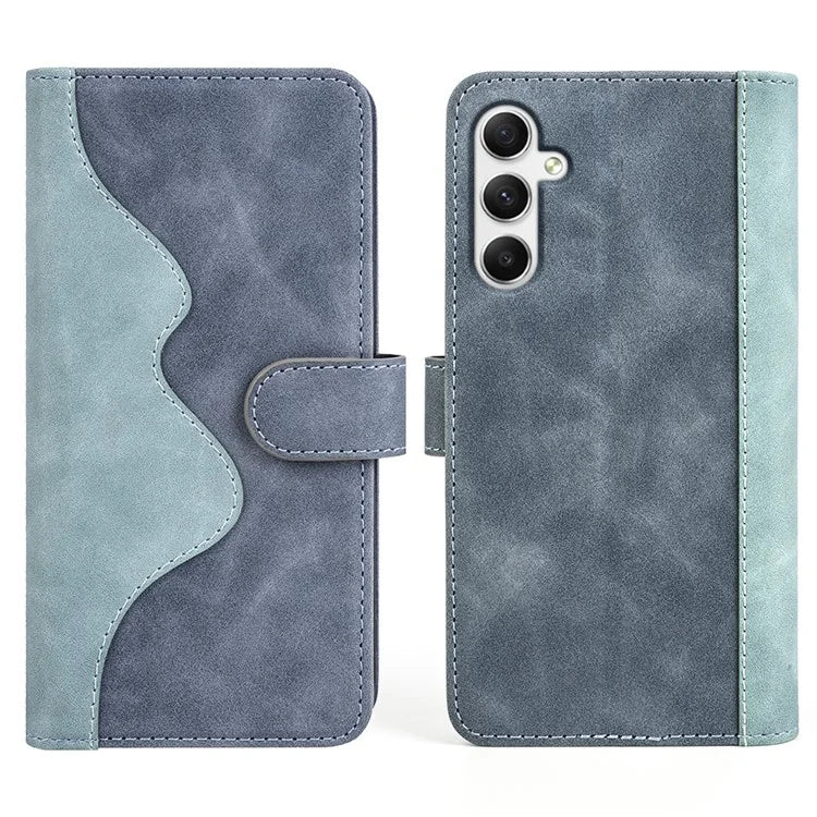 For Samsung Galaxy A35 5G PU Leather Case Color Splicing Shockproof Card Slots Phone Cover