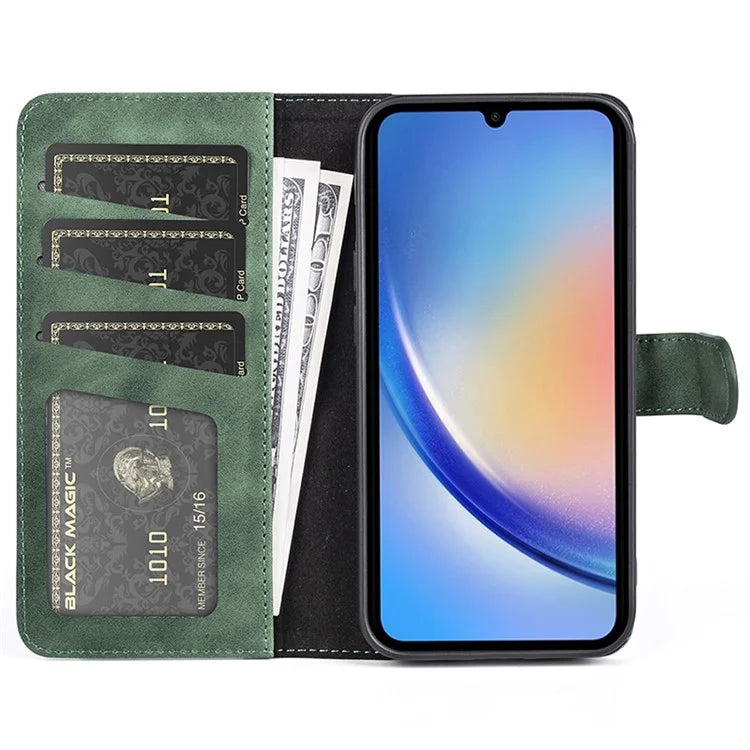 For Samsung Galaxy A35 5G PU Leather Case Color Splicing Shockproof Card Slots Phone Cover