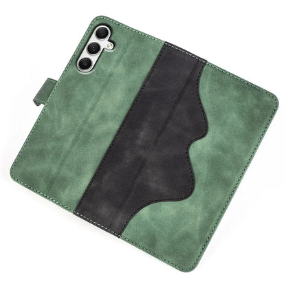 For Samsung Galaxy A35 5G PU Leather Case Color Splicing Shockproof Card Slots Phone Cover