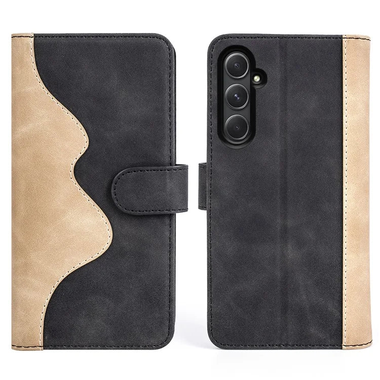 For Samsung Galaxy A55 5G Case PU Leather+TPU Color Splicing Phone Wallet Cover