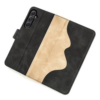 For Samsung Galaxy A55 5G Case PU Leather+TPU Color Splicing Phone Wallet Cover