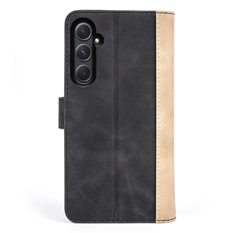For Samsung Galaxy A55 5G Case PU Leather+TPU Color Splicing Phone Wallet Cover
