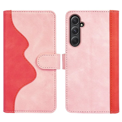 For Samsung Galaxy A55 5G Case PU Leather+TPU Color Splicing Phone Wallet Cover