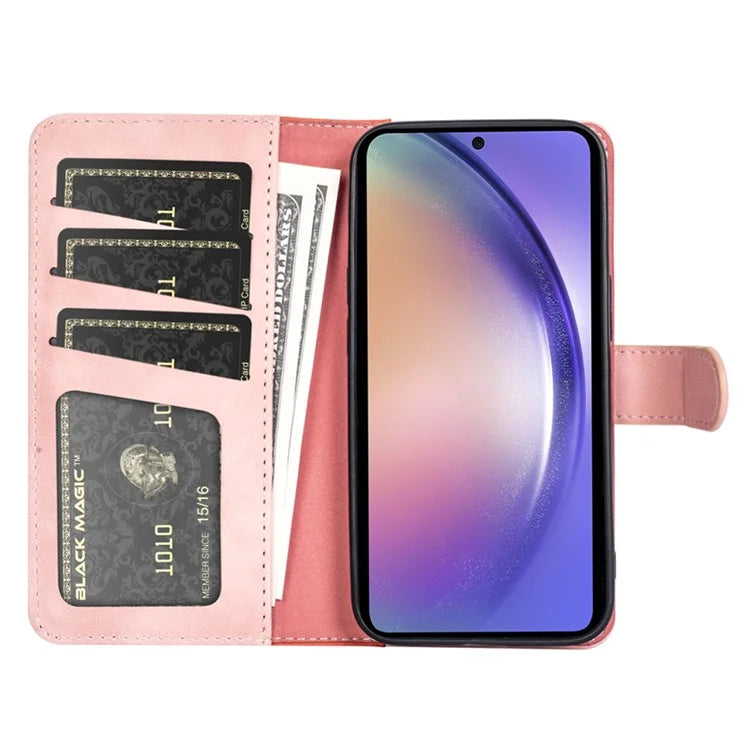 For Samsung Galaxy A55 5G Case PU Leather+TPU Color Splicing Phone Wallet Cover