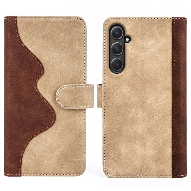 For Samsung Galaxy A55 5G Case PU Leather+TPU Color Splicing Phone Wallet Cover