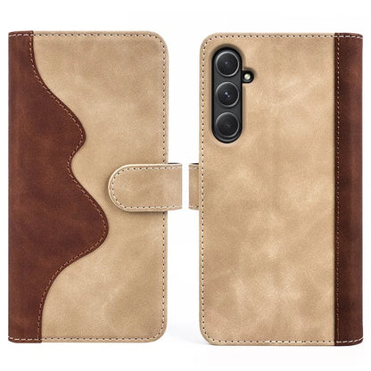 For Samsung Galaxy A55 5G Case PU Leather+TPU Color Splicing Phone Wallet Cover