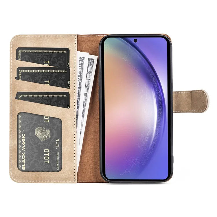 For Samsung Galaxy A55 5G Case PU Leather+TPU Color Splicing Phone Wallet Cover