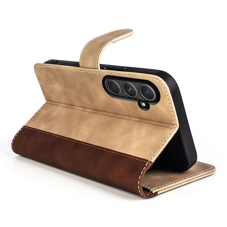 For Samsung Galaxy A55 5G Case PU Leather+TPU Color Splicing Phone Wallet Cover
