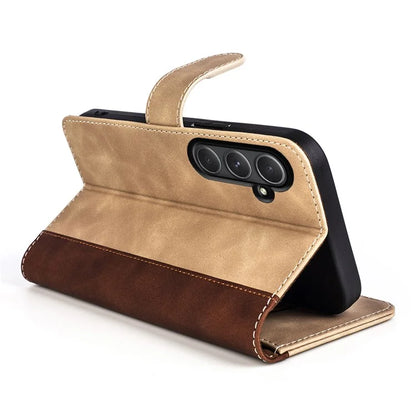 For Samsung Galaxy A55 5G Case PU Leather+TPU Color Splicing Phone Wallet Cover