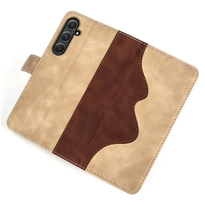 For Samsung Galaxy A55 5G Case PU Leather+TPU Color Splicing Phone Wallet Cover