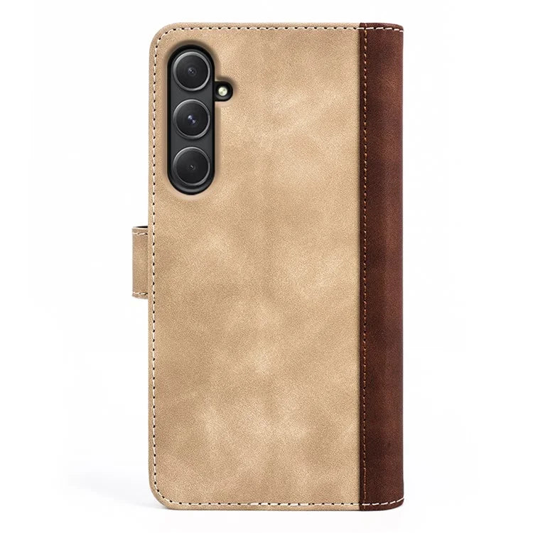 For Samsung Galaxy A55 5G Case PU Leather+TPU Color Splicing Phone Wallet Cover