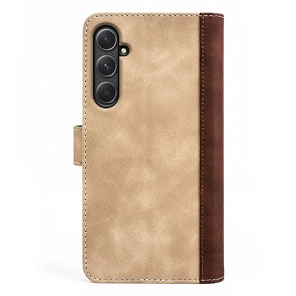 For Samsung Galaxy A55 5G Case PU Leather+TPU Color Splicing Phone Wallet Cover