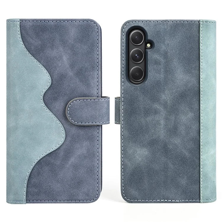 For Samsung Galaxy A55 5G Case PU Leather+TPU Color Splicing Phone Wallet Cover