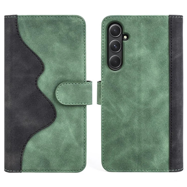 For Samsung Galaxy A55 5G Case PU Leather+TPU Color Splicing Phone Wallet Cover