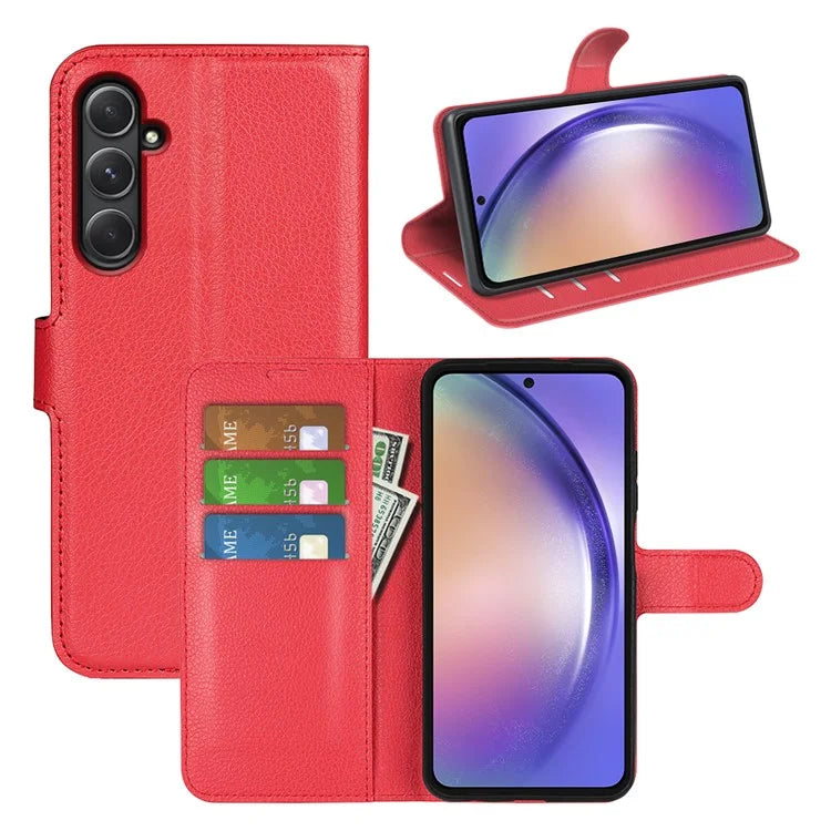 For Samsung Galaxy A55 5G Leather Litchi Texture Case Flip Wallet Phone Cover