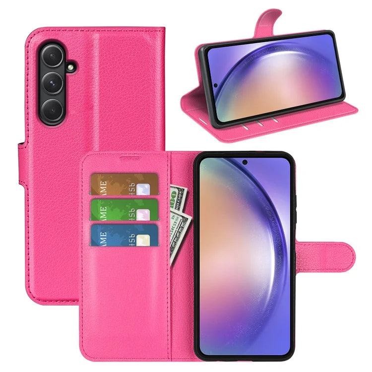 For Samsung Galaxy A55 5G Leather Litchi Texture Case Flip Wallet Phone Cover