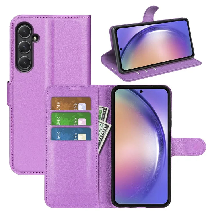 For Samsung Galaxy A55 5G Leather Litchi Texture Case Flip Wallet Phone Cover
