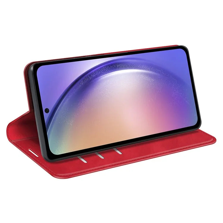 For Samsung Galaxy A55 5G Phone Case Leather Folio Flip Cover Magnetic Absorption