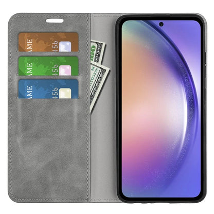 For Samsung Galaxy A55 5G Phone Case Leather Folio Flip Cover Magnetic Absorption