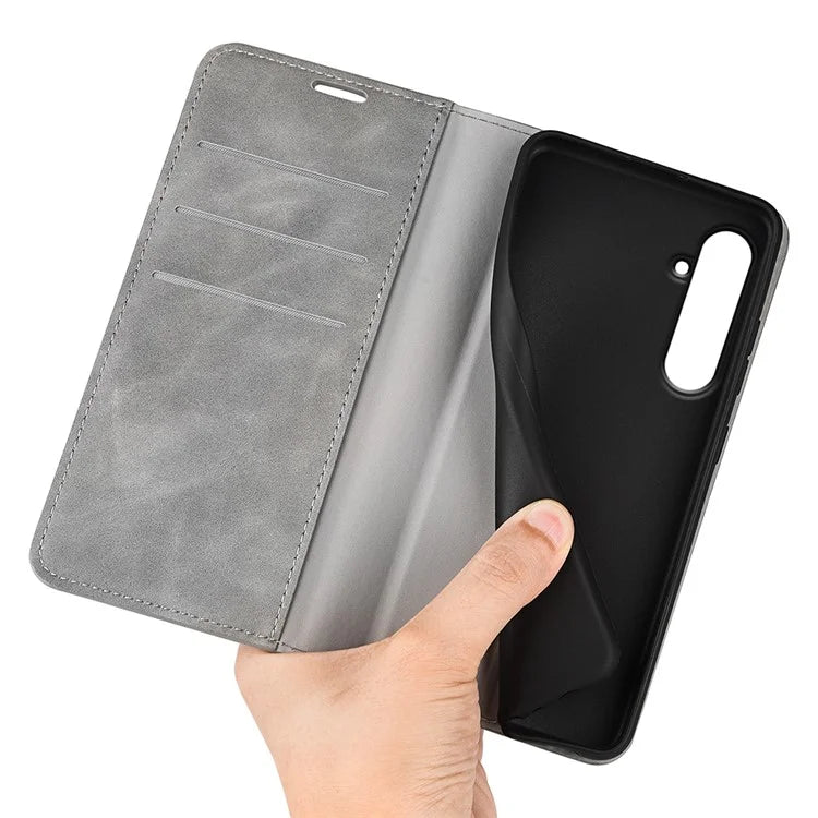 For Samsung Galaxy A55 5G Phone Case Leather Folio Flip Cover Magnetic Absorption
