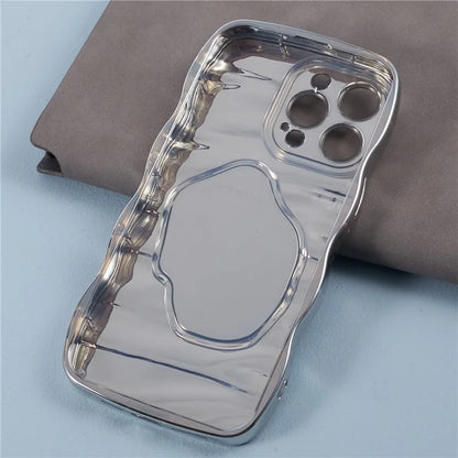 Mirror Case for iPhone 13 Pro HYT Series Curly Wave Frame Soft TPU Phone Cover