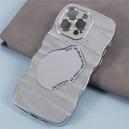Mirror Case for iPhone 13 Pro HYT Series Curly Wave Frame Soft TPU Phone Cover