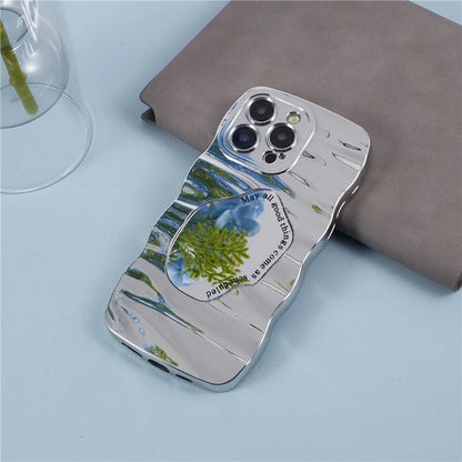 Mirror Case for iPhone 13 Pro HYT Series Curly Wave Frame Soft TPU Phone Cover