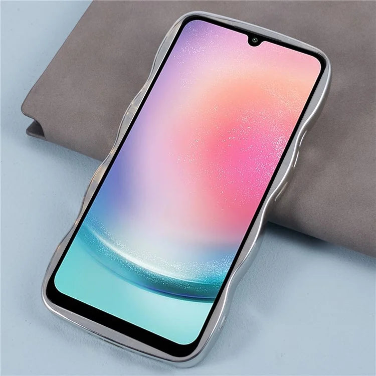 HYT Series For Samsung Galaxy A24 4G (162.1 x 77.6 x 8.3mm) TPU Mirror Phone Case Wavy Edge Electroplated Cover