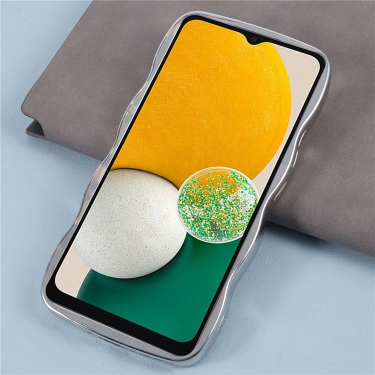 HYT Series For Samsung Galaxy A14 4G / 5G Mirror TPU Case Electroplate Wavy Edge Phone Cover