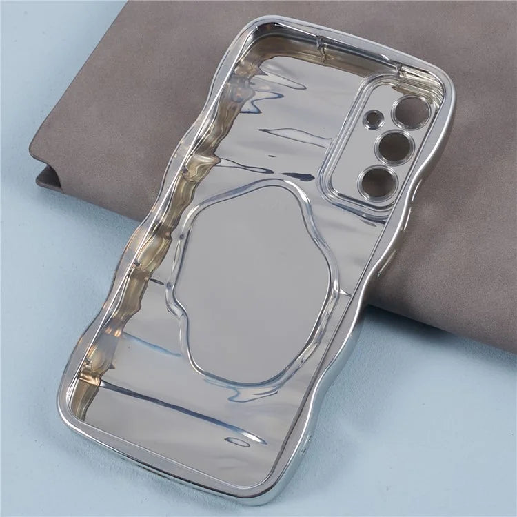 HYT Series For Samsung Galaxy A14 4G / 5G Mirror TPU Case Electroplate Wavy Edge Phone Cover