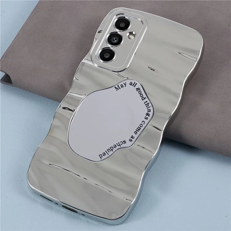 HYT Series Mirror Case for Samsung Galaxy A34 5G Curly Wave Frame Phone Cover