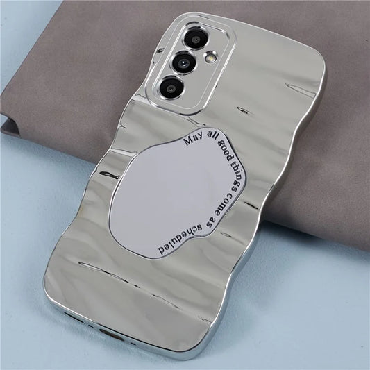 HYT Series Mirror Case for Samsung Galaxy A34 5G Curly Wave Frame Phone Cover