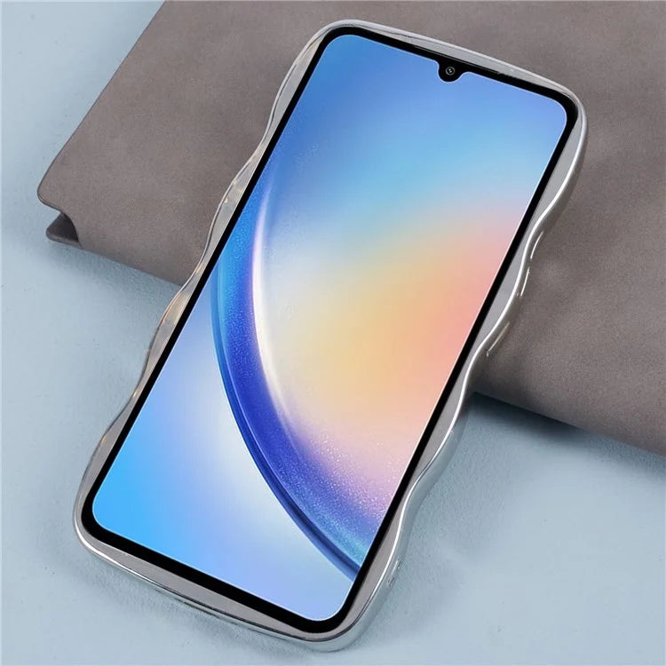 HYT Series Mirror Case for Samsung Galaxy A34 5G Curly Wave Frame Phone Cover